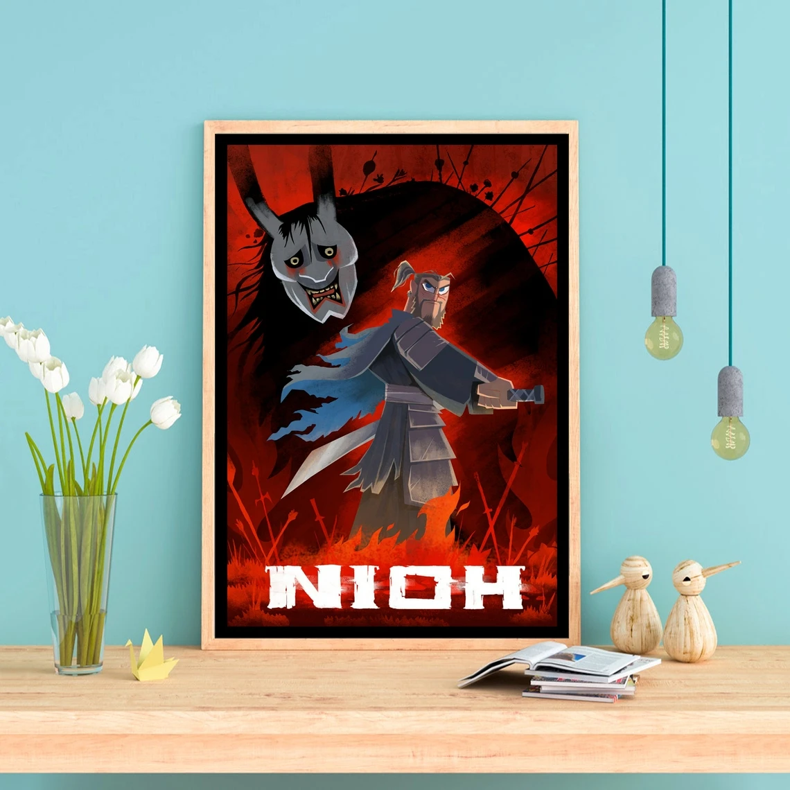 Плакат с видеоиграми Nioh Samurai Jack Mashup плакат принтом на холсте для видеоигр