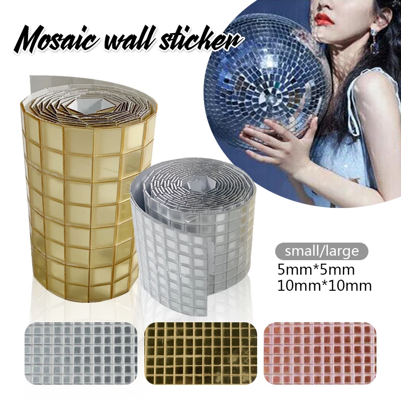 1Roll Self-adhesive Mini Square 5/10mm Acrylic Mirror Mosaic Tiles For Diy Bathroom Wall Sticker Handmade Crafts Home Decor - купить по