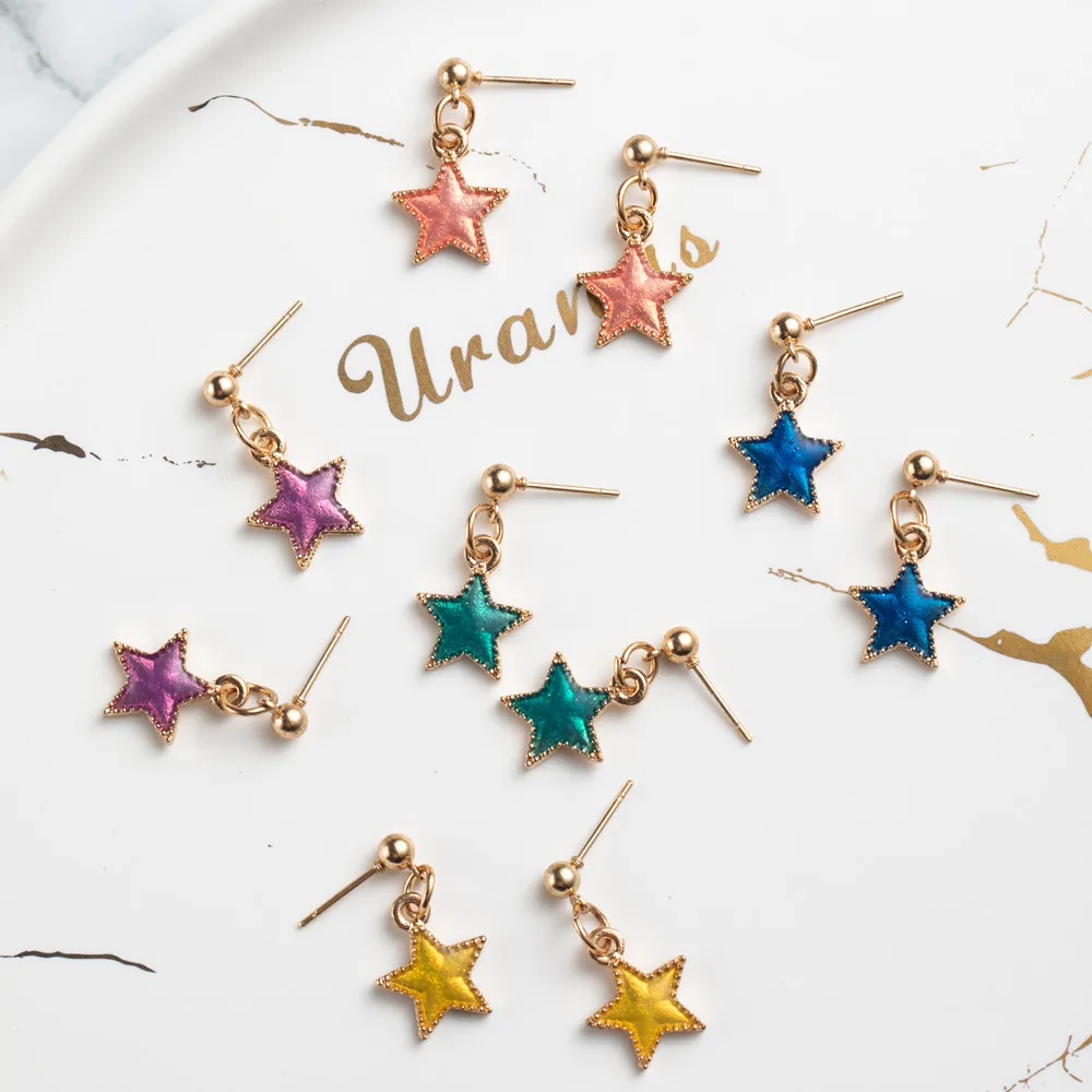 2019 New Fashion Romantic Sweet Cute Colorful Star Shape Dangling Drop Earrings For Women And Girls Wedding Engagement Accessory | Украшения