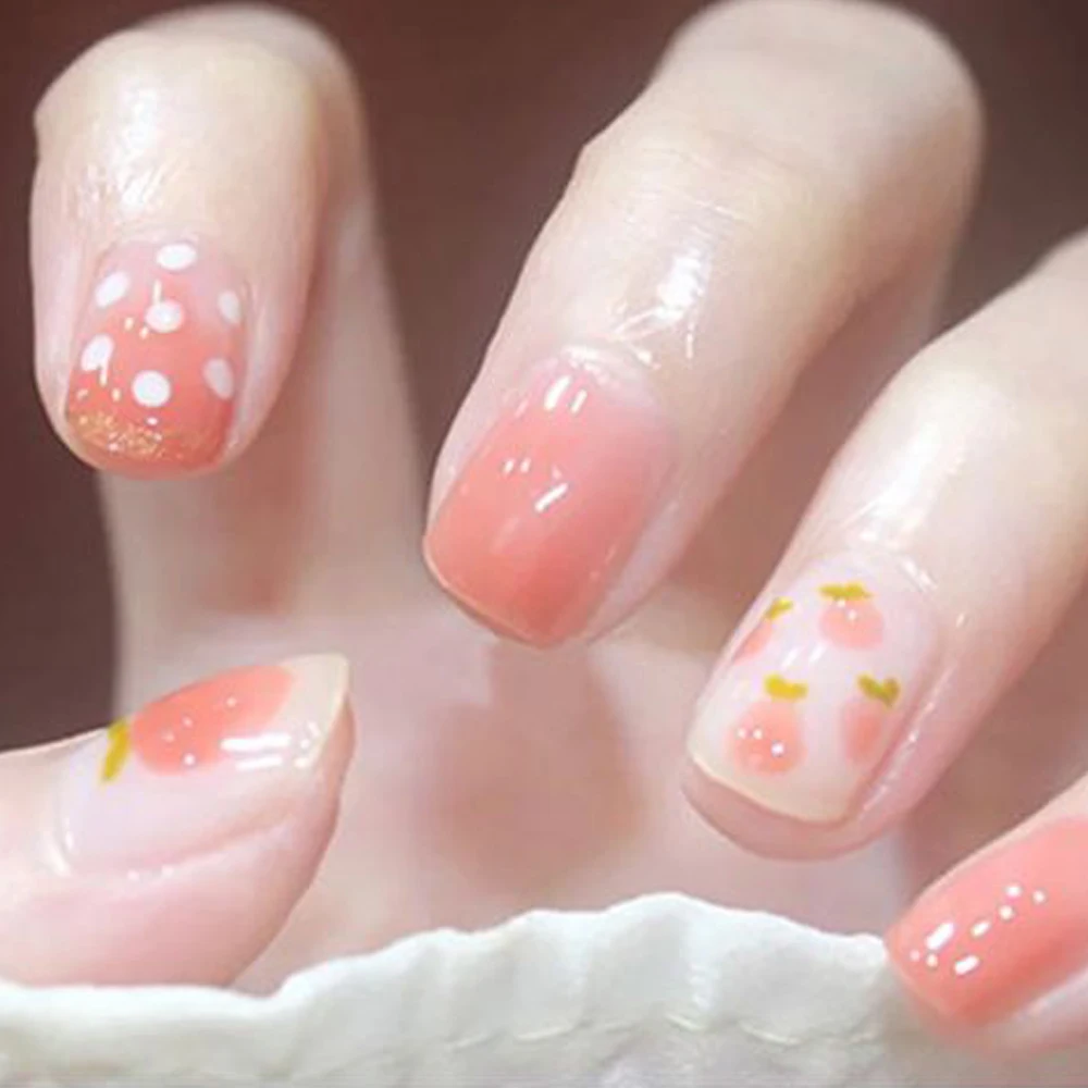 24 шт. прозрачные розовые накладные ногти в виде клубники | - Цена: 86.59