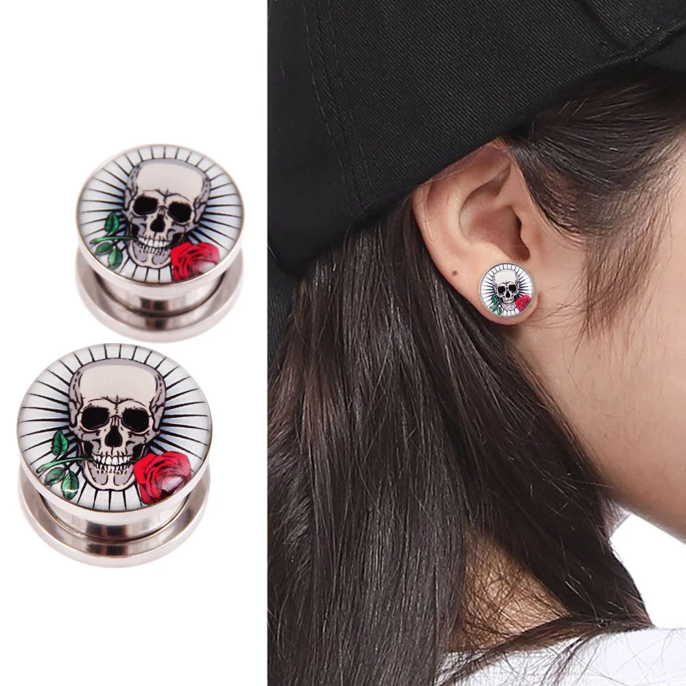 L. Зеркало 2 шт./лот затычки для ушей туннели пирсинга черепа экспандер