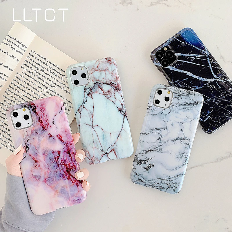 

LLTCT Vintage Gradual Color Marble Phone Case For iPhone 11 Pro Max XR XS Max 6 6S 7 8 8Plus X Soft IMD Back Cover Coque Capa