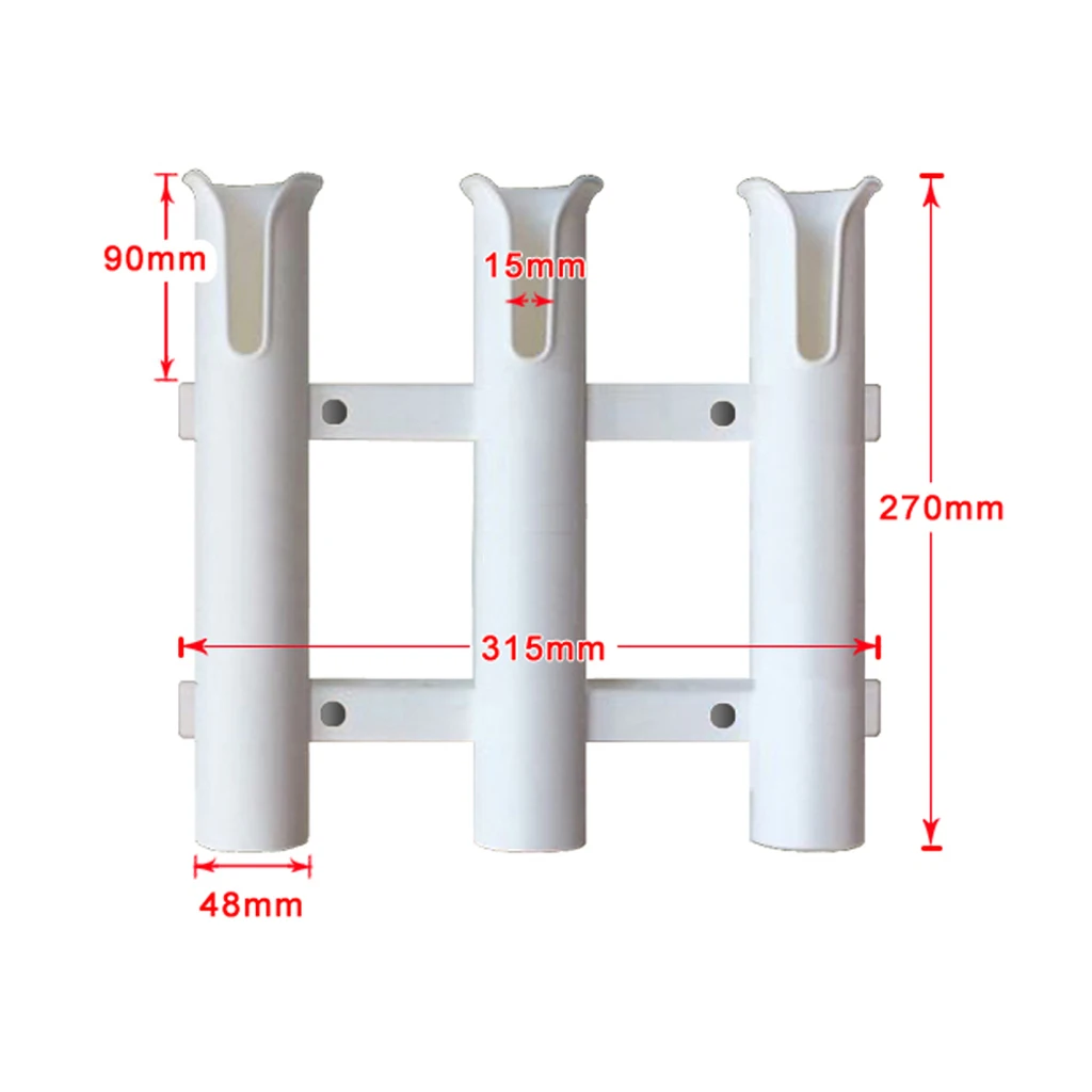 

2pcs 3 Pole/Rack Sea Marine Boat Fishing Rod Holder 3 Tube W/ Slots + Screws