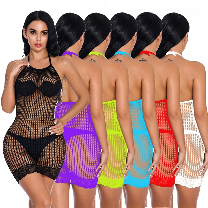 Эластичное Сетчатое платье Babydoll размера плюс сексуальное эротическое нижнее