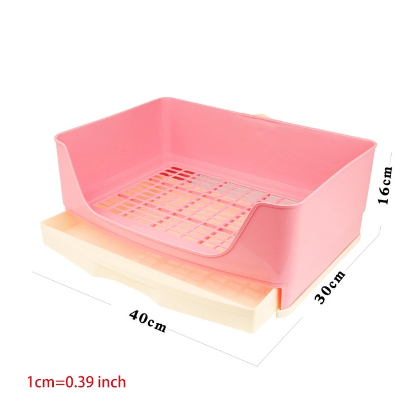 

Large Rabbit Litter Box with Drawer Place Firmly Pet Bedpan Corner Toilet Box with Grate Potty Easy Operation Bigger Pet 77HB