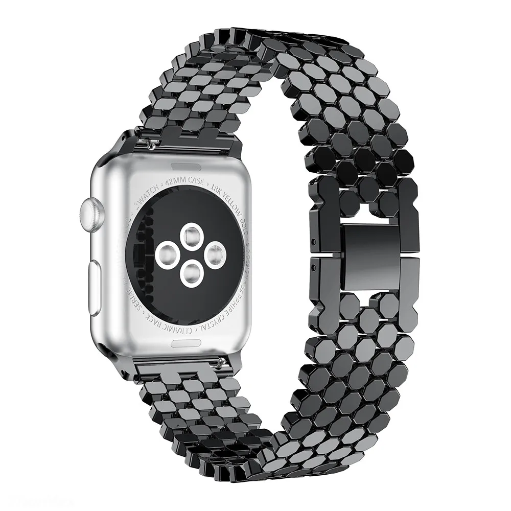 Ремешок из нержавеющей стали для apple watch, 42 мм, 38 мм, 40 мм, 44 мм, браслет для iwatch, 5 полос, серия 5, 4, 3, 2, золотистый, черный