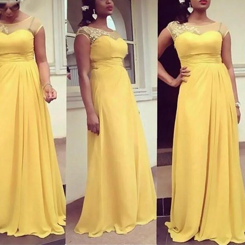 

Elegant Yellow Evening Dress 2020 Cheap Appliques Charming Prom Dress New Evening Gowns For Teens Prom Party Dresses Custom Made