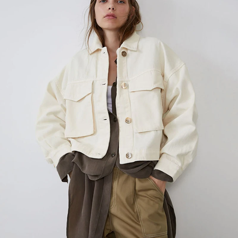 Женская ВИНТАЖНАЯ ДЖИНСОВАЯ КУРТКА Повседневная Базовая куртка большого