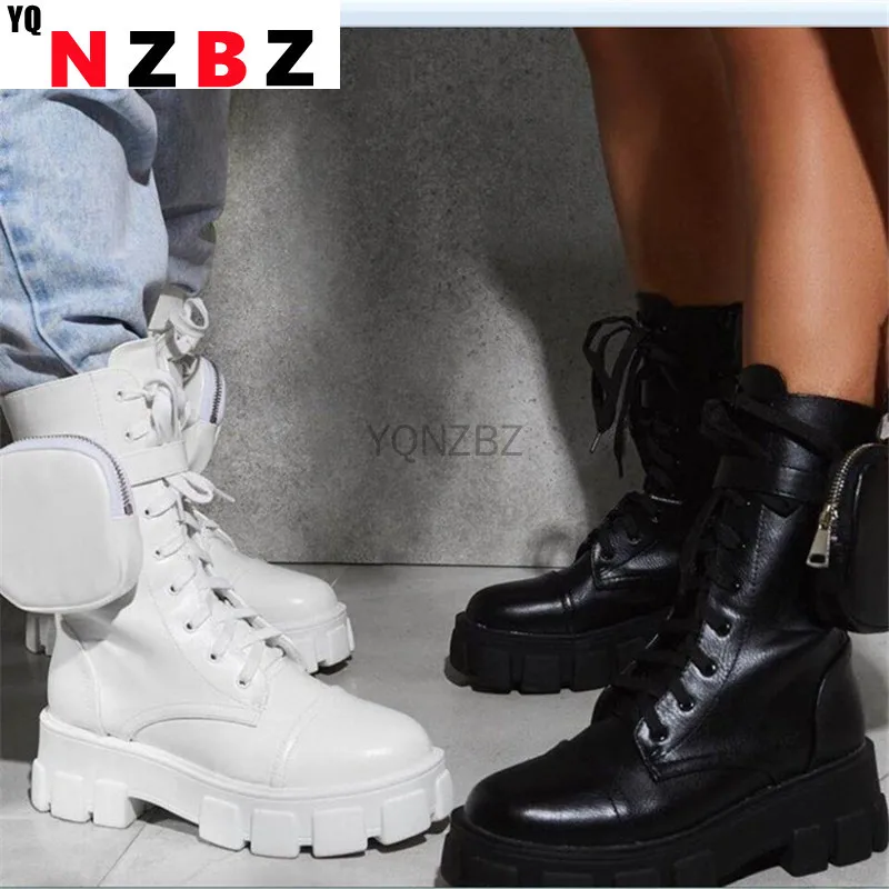 

Fashion Platform Boots Women Chunky Heels Ankle Boots Autumn Winter Motorcycle Female Botas Mujer Plus Size 35-43 Botas mujer