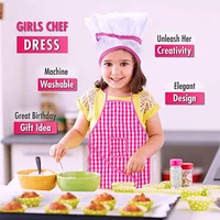 11 pcs apron for little girls kids cooking baking set chef hat mitt utensil for toddler dress up chef costume role play