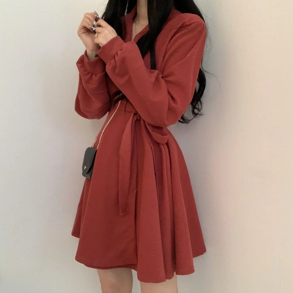 

Женское платье с длинным рукавом, в Корейском стиле