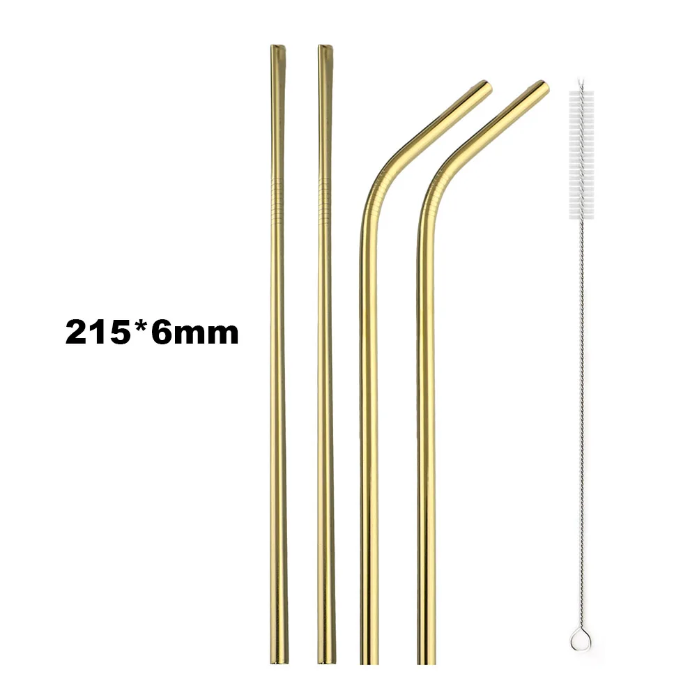 4Pcs-Gold Straws 4 шт многоразовые трубочки для питья, набор, высокое качество, экологически чистая 304 нержавеющая сталь, металлическая соломинка с кистью для 20/30 унций, кружка - Цвет: 4Pcs-Gold Straws