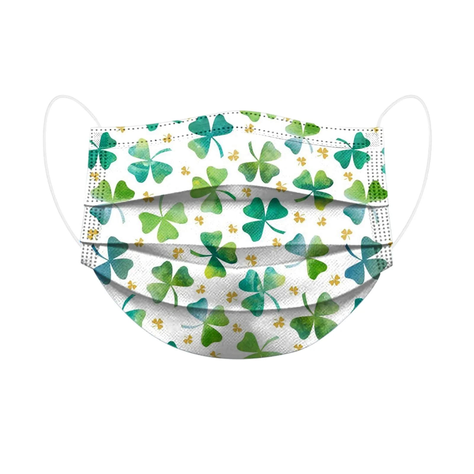 

Adult's mask St. Patrick's Day Four leaf clover Printed Disposable Face Mask Windproof Breathable 3-Layer Face Masks Mascarilla