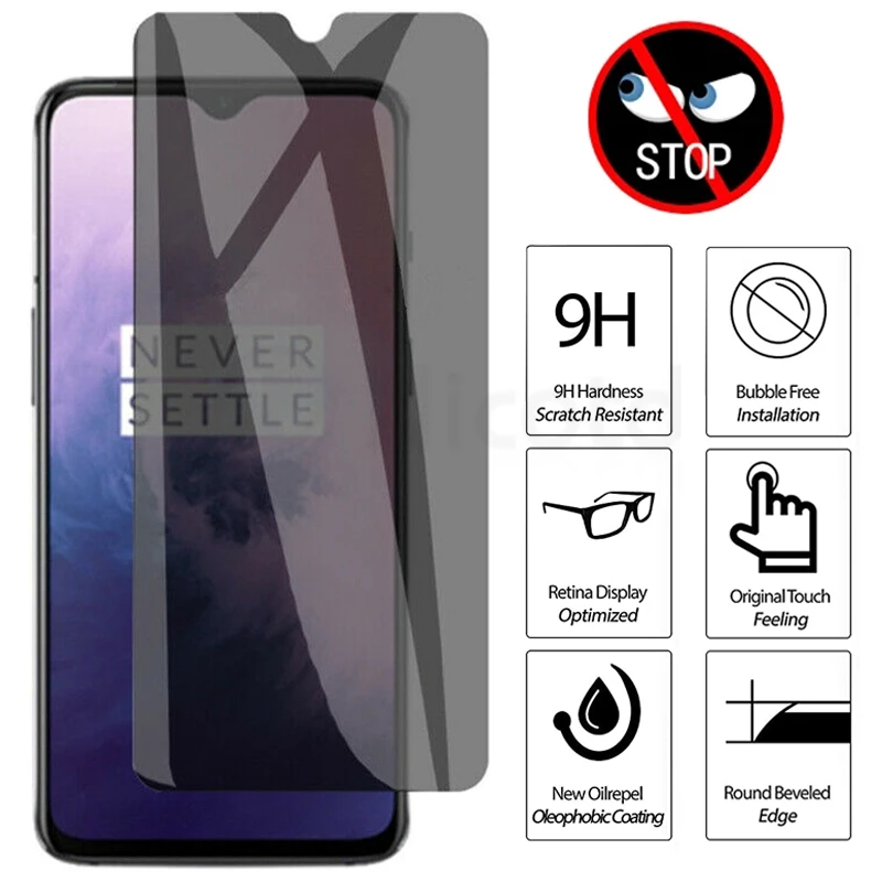 

Закаленное стекло для One Plus 5, 5t, 1 +, 6, 6T, антишпионское Защитное стекло для Oneplus 7, 7T, защитная пленка