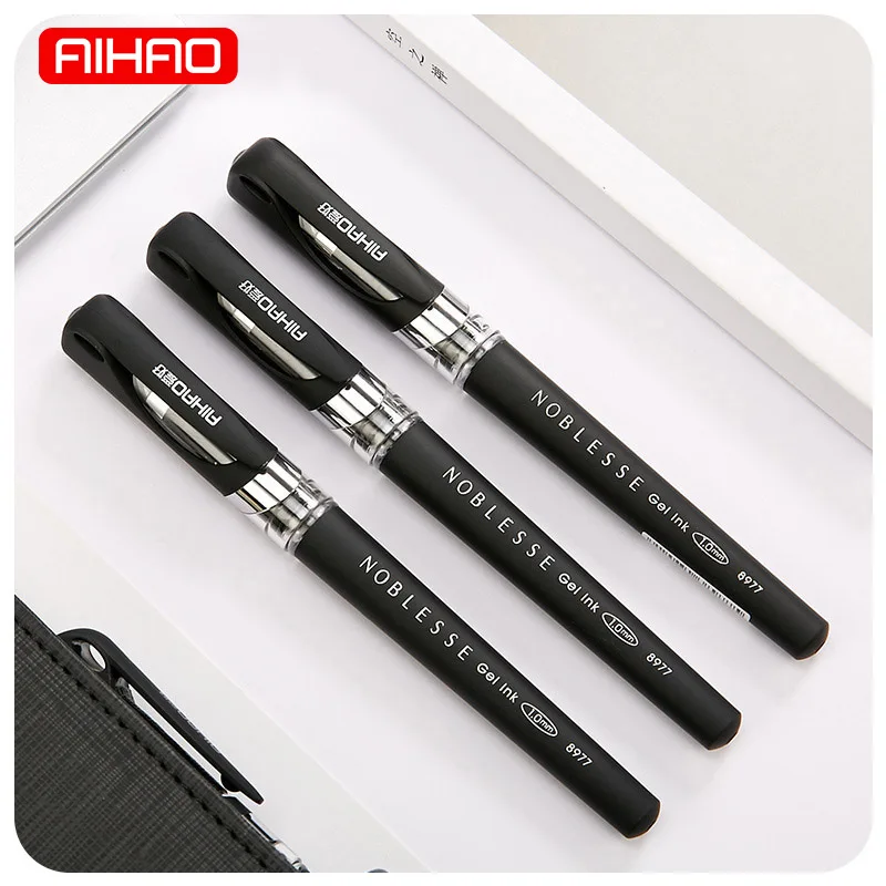 Милые Черные гелевые ручки 1 мм для студентов с китайскими чернилами бизнеса