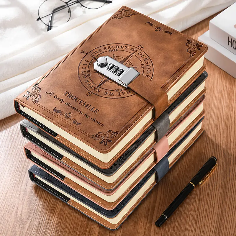 

A5 Retro Codebook Lockable Student Diary Thickened Hand Ledger Ins Notebook Notepad Tide