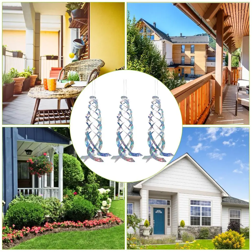 

Bird Spiral Reflectors Hanging Silver Hanging Double-Sided Reflective Device For Garden Lawn Decor