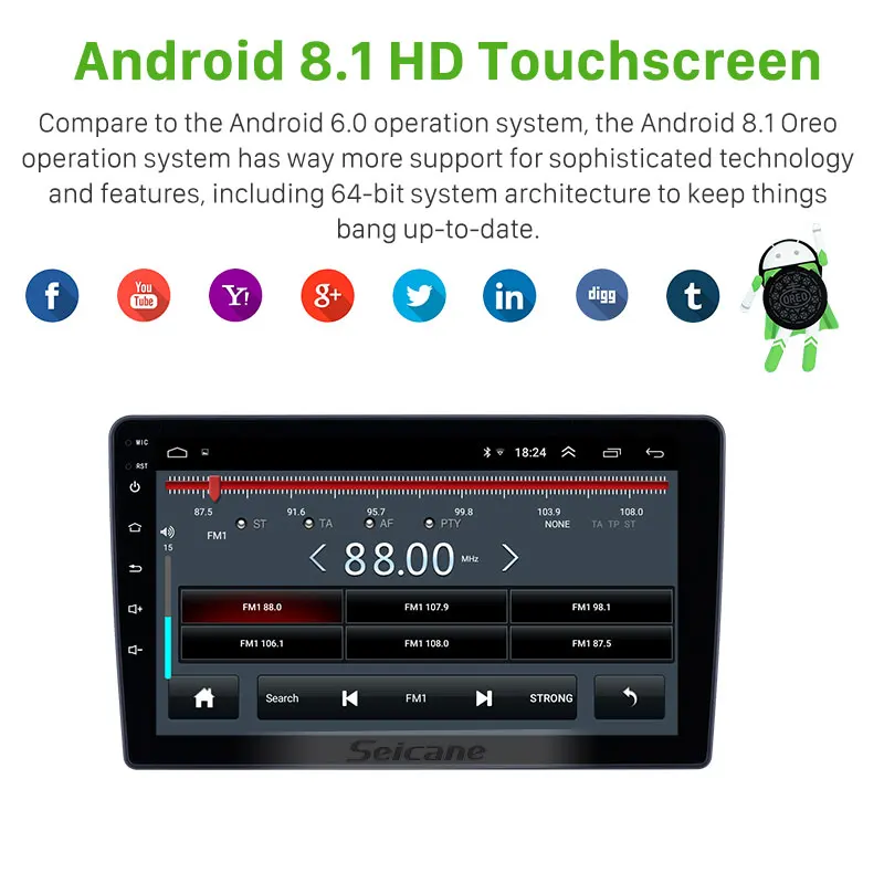 Seicane 9 дюймов Android 8 1 Автомагнитола для 2010 2011 2014 hyundai H1 Bluetooth wifi HD сенсорный экран gps