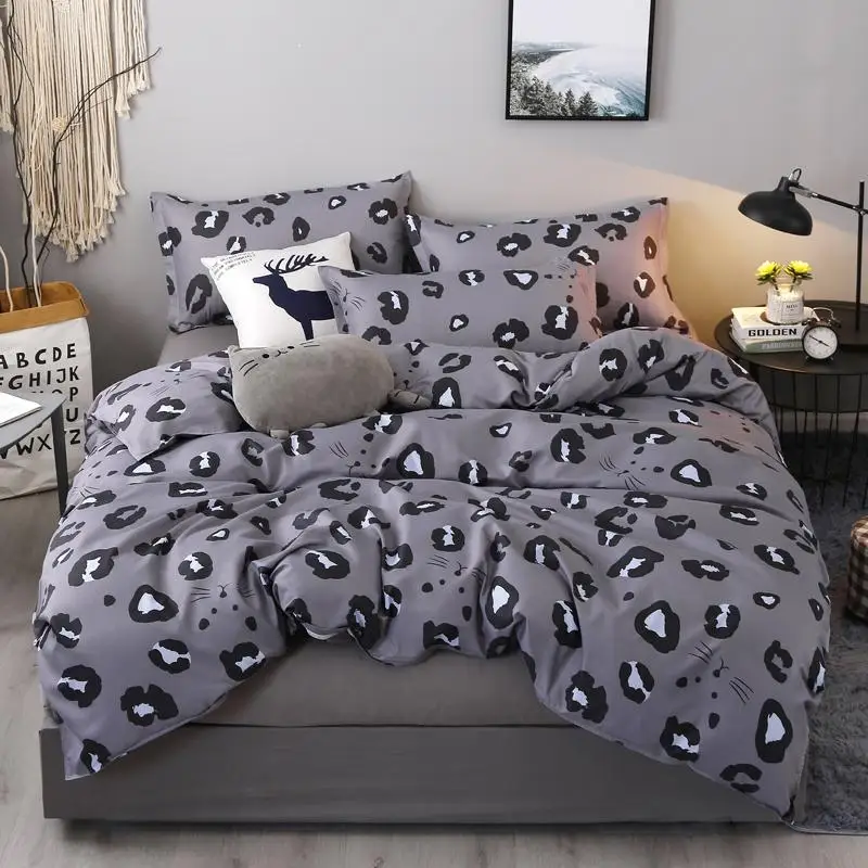 

56 Lette Rose Luxury Bedding Set Duvet Cover Sets Marble Super King Size Single Double Queen Black Comforter Bed Linens Cotton