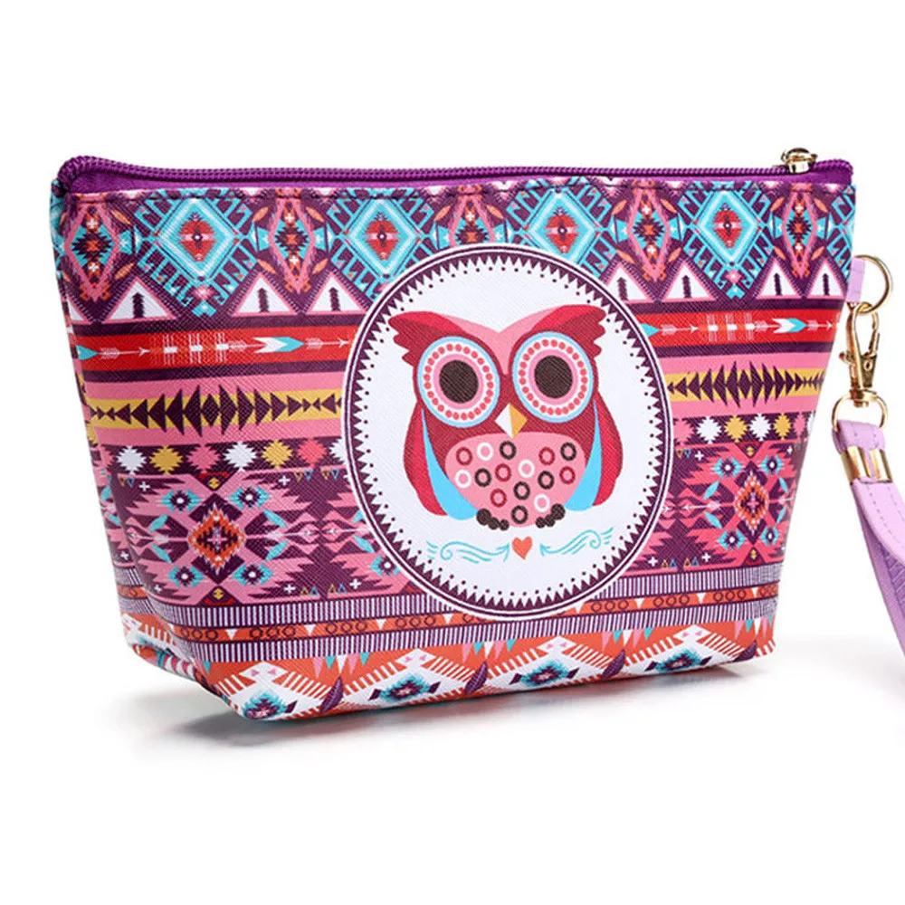 Портативный косметический чехол Сова сумка на молнии туалетный Органайзер