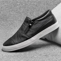 boys casual shoes men fashion vintage shoes brown brand male leather loafer driving flats zipper shoes na 21