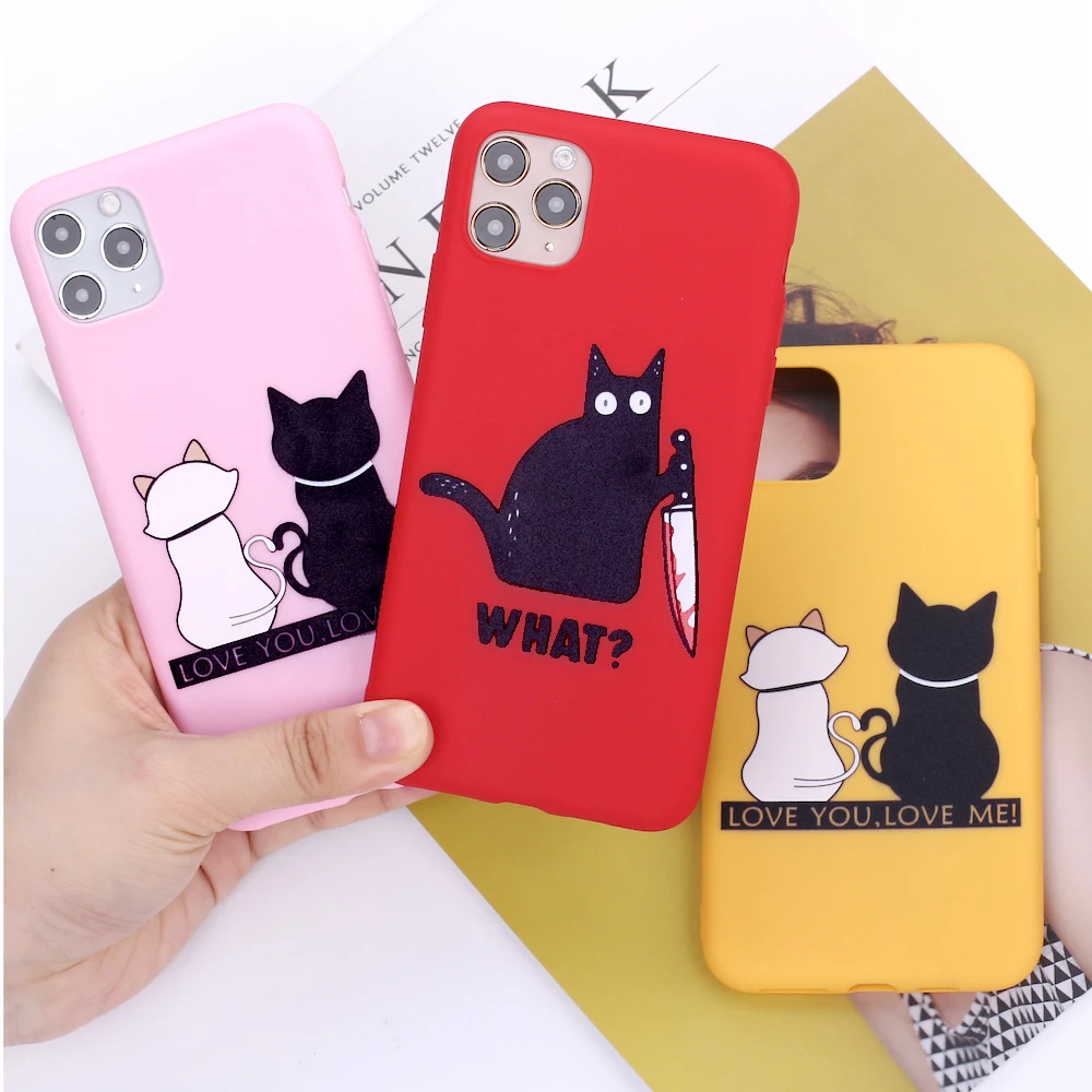 

Cat What funny Love You Cartoon Phone Cover For iPhone 11 12Pro X XS XR Max 7 8 7Plus 8Plus 6S SE Soft Silicone Candy Case