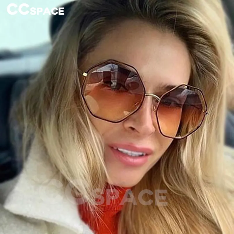 CCSPACE, металлическая леопардовая оправа, полигон, солнцезащитные очки для мужчин и женщин, восьмиугольные, Брендовые очки, дизайнерские, модные, мужские, женские, оттенки 45438