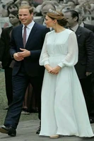 vintage kate middleton a line celebrity evening dress chiffon long sleeve prom party gown covered button robe de soiree