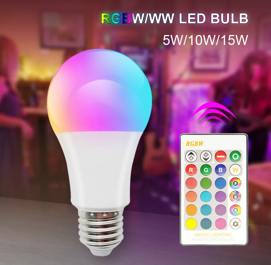 

Светодиодная RGB-лампа E27, 5/10/15 Вт, 220 В, 110 В