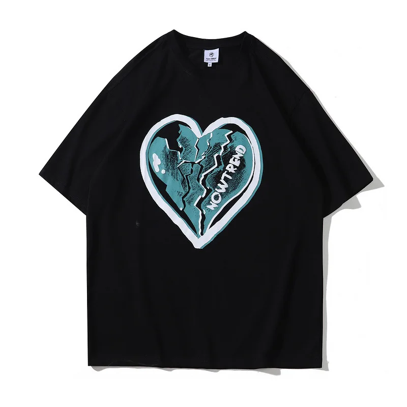 

Summer Tshirt Mens Fashion Love Foam Printing Lovers Short Sleeve T-shirt Men's And Women's Summer Loose Fit Top