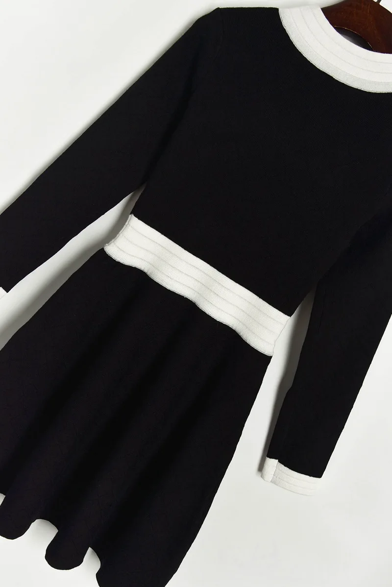 

MSXU 2020 Autumn New Style Small Fragrance Style Button Waist Big Swing Knitted Women Dress Evening Party Dress