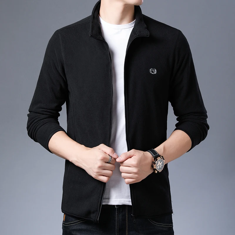 2019 Fashion Thick Velvet Wind Breaker Fleece Jackets Mens Autumn Winter Trend Overcoat Slim Fit Casual Coat Men Fleece Jacket