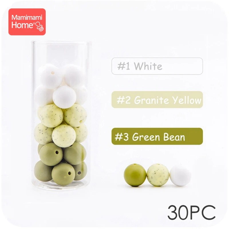 Green Granite Mamihome 30 шт., силиконовые бусины, детский Прорезыватель для зубов, сделай сам, ожерелье для кормления, держатель на цепочке для соски, пищевой силикон, детские товары - Цвет: Green Granite