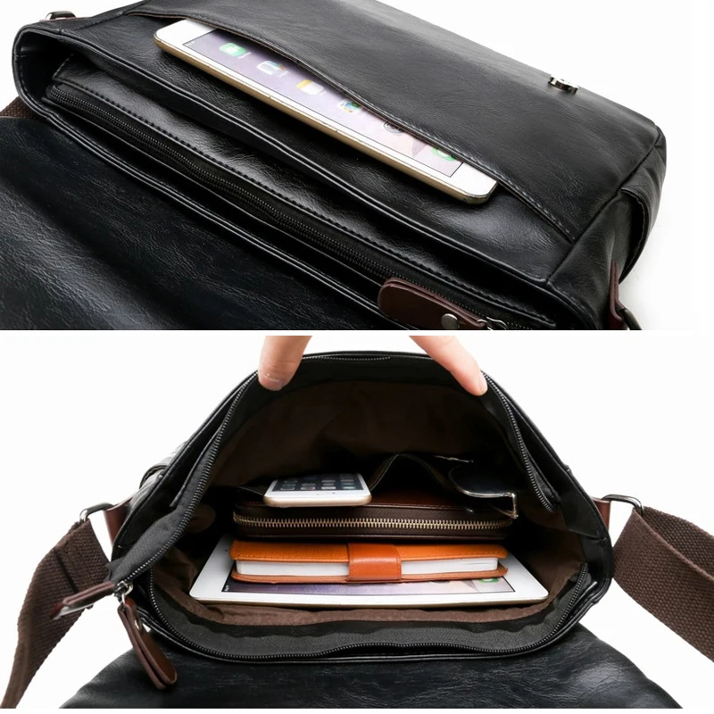 Сумка мессенджер мужская из экокожи модный саквояж на плечо для ноутбука Ipad
