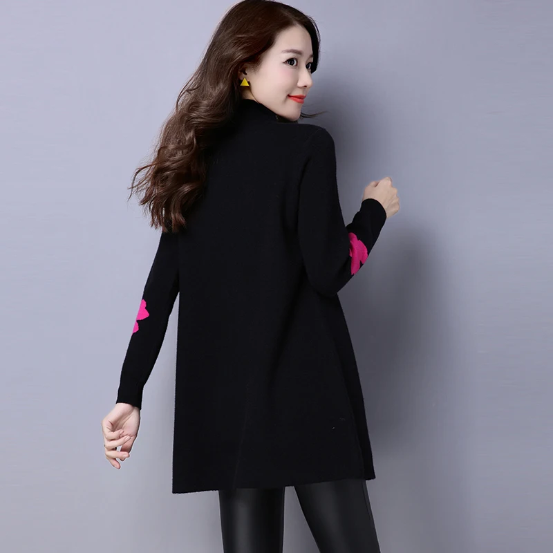 

New Elegant Fashion Women fall/winter pullover sweater plus size ethnic style sweater mid-length versatile dress