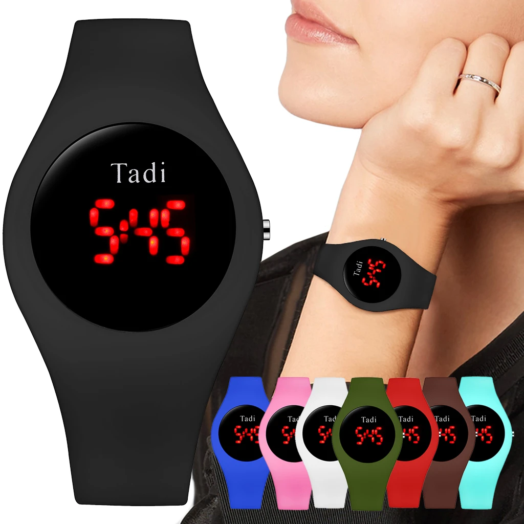 Женские силиконовые цифровые часы со светодиодным дисплеем роскошные женские