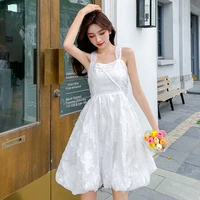harajuku dress summer 2021 new bow print sling dress women pullover camisole vintage cute white mini dress clothing women 228e
