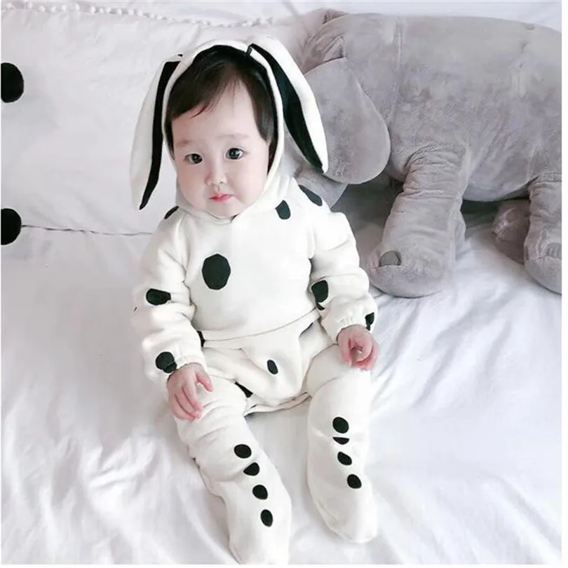 Для новорожденных для маленьких девочек Комбинезон в горошек одежда малышей на