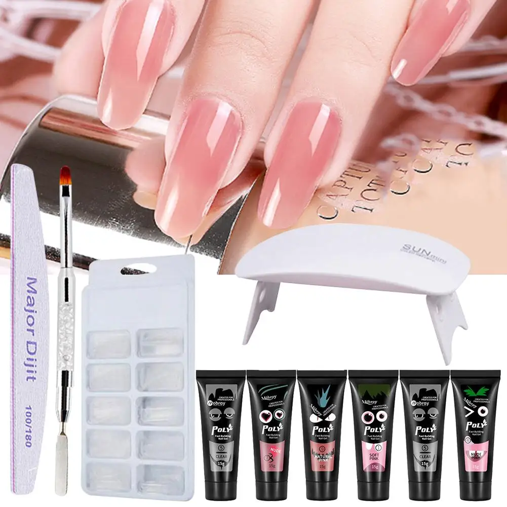 Поли для наращивания ногтей комплект поли гель лампа с украшением в виде