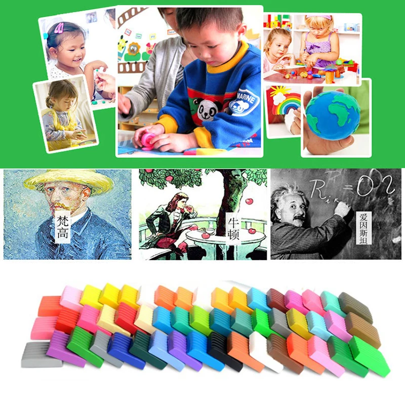 50 цветов печь для выпечки Fimo Полимерная глина Пластилин для моделирования пушистый слизью игрушки пушистый слизью коробка светильник Пластилин для детей