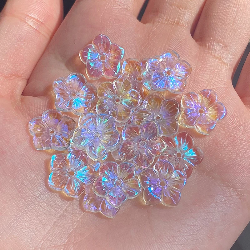 

20pcs Plum Flower Beads AB Color Glass Beads for Jewelry Making Handmade DIY Accessories Glaze Beads 12x12mm