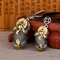 pi xiu leather necklace two tone chinese mythical animals necklace amulet necklace wealth health fengshui good lucky jewelry