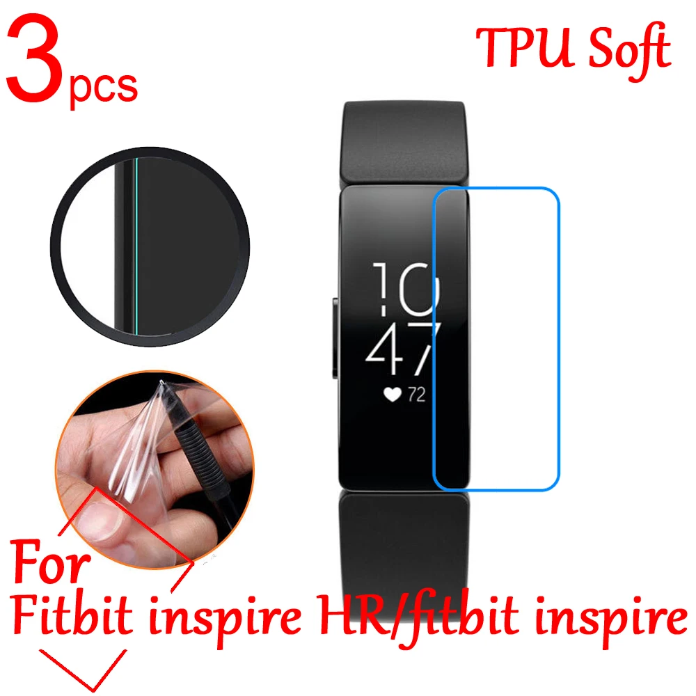 Ультрапрозрачная мягкая защитная пленка из ТПУ для ЖК экрана fitbit inspire HR/fitbit Band Спортивная смарт часов 3