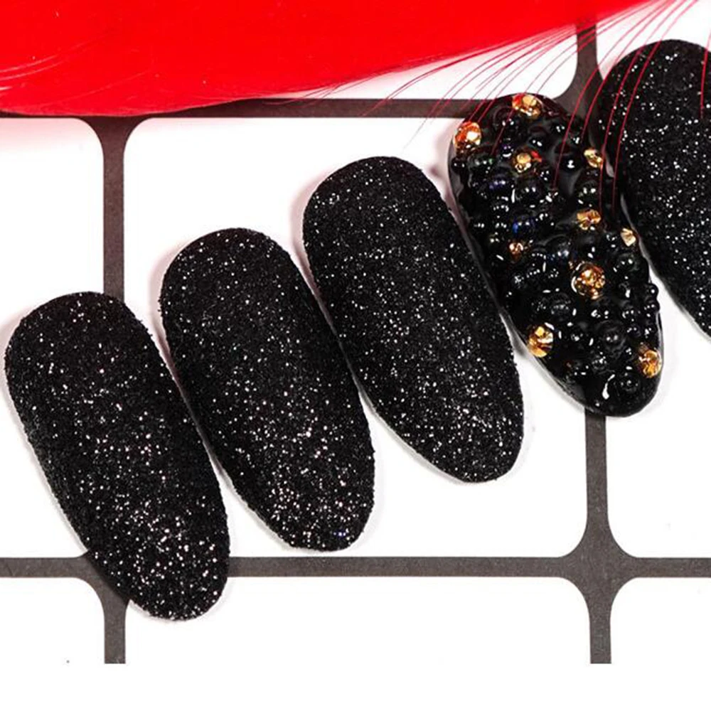 1 коробка Блестящий Порошок для ногтей Блестки Белый Черный лак сахар 3D блестящие