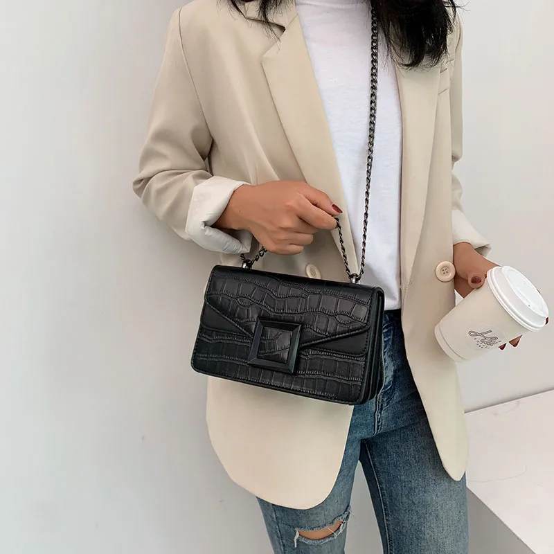 

Stone Pattern PU Leather Crossbody Bags For Women 2021 Small Shoulder Simple Bag Female Luxury Chain Handbags and Purses