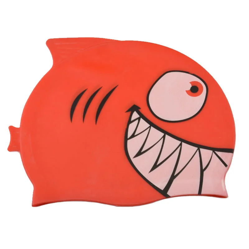 

Swimming Cap Kids Silicone Waterproof Protect Ear Shark Swim Pool Hat children Cartoon Boys Girls Diving hats