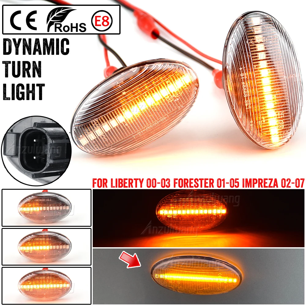 

2X Dynamic Led Side Marker Turn Signal indicator Repeater Light lamp For Subaru Forester 01-05,Liberty 00-03 Impreza WRX Sti
