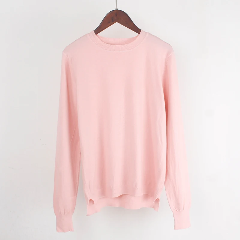 Pink 80978 GIGOGOU, карамельный цвет, Женский базовый свитер, круглый вырез, однотонный джемпер, топ, мягкий, уютный, вязанный, пуловер, свитер, с высоким низом, swetry damskie - Цвет: Pink 80978