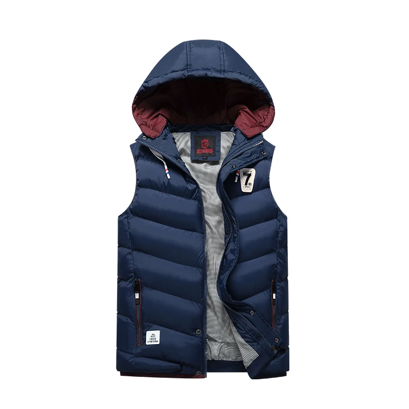 Мужской жилет с капюшоном зимняя шапка отстегивающееся пальто брендовая мужская повседневная куртка без рукавов Homme плюс размер 3XL Верхняя одежда Мужская ветровка