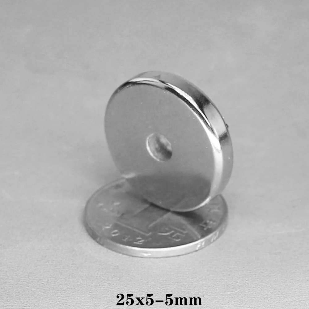 Постоянный Неодимовый Магнит 25x5 мм мощные магниты 25*5 отверстие 5 Круглый